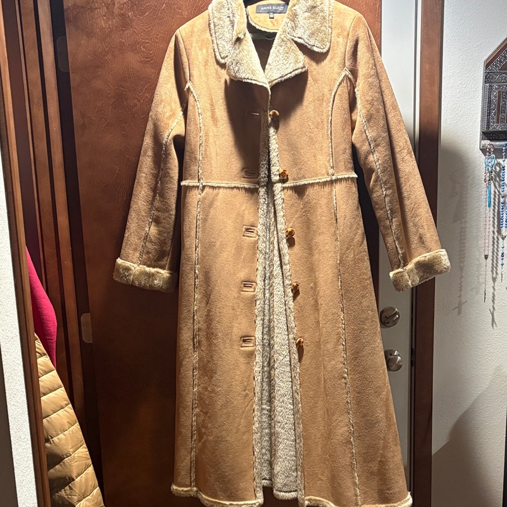 Anne Klein Tan Teddy Jacket with Cream Accents